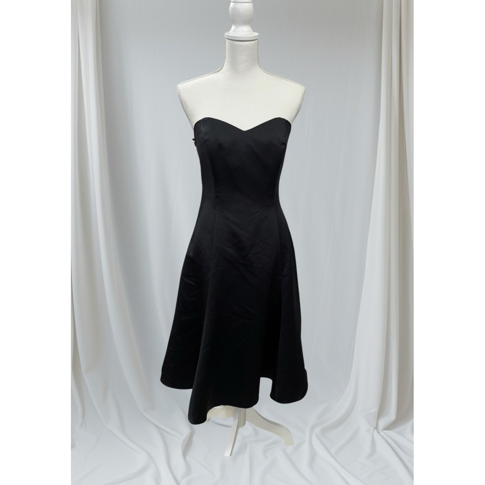 NWT VTG Alfred Angelo Black Satin Size 10 Strapless Cocktail Dress w/straps 7047